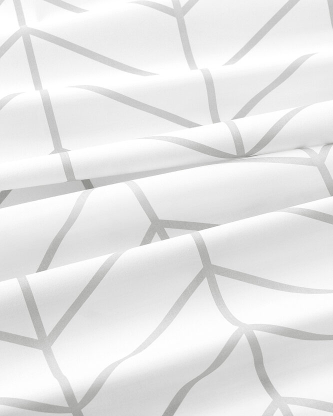 Baumwollstoff - Grauer Zickzack auf Weiß