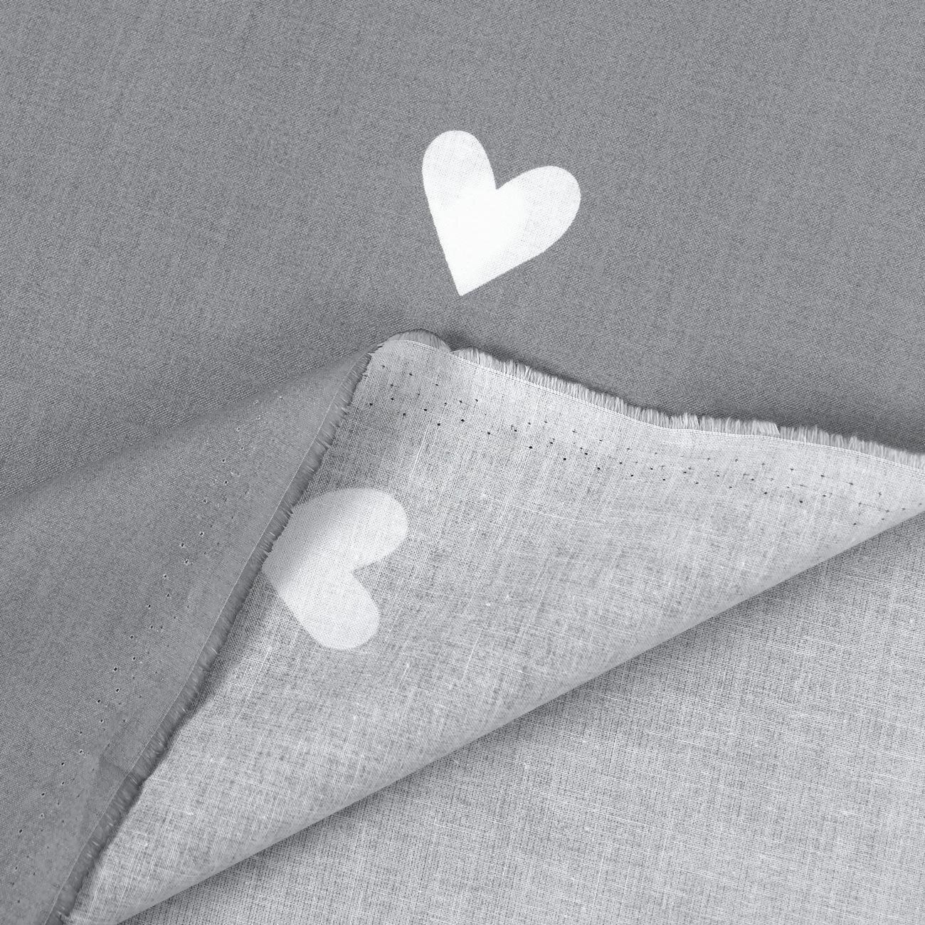 Baumwollstoff - Herzchen auf Grau