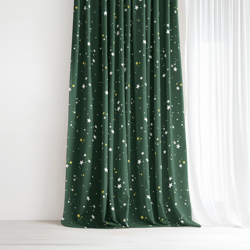 Weihnachtlicher Dekorativer Vorhang – Sterne auf Grün