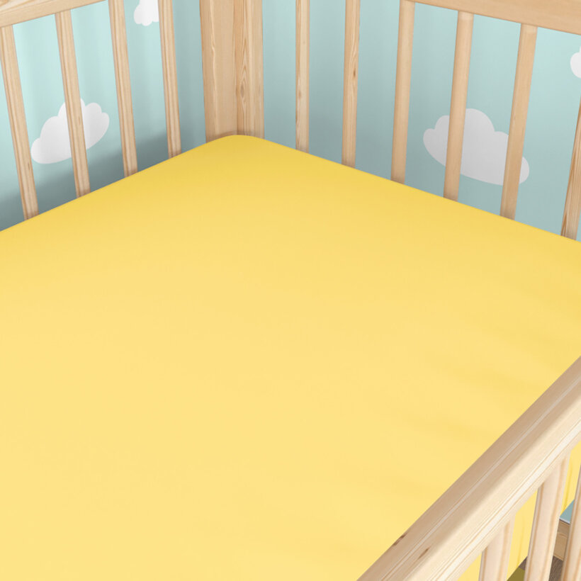 Spannbetttuch aus Baumwolle für Babybetten - gelb