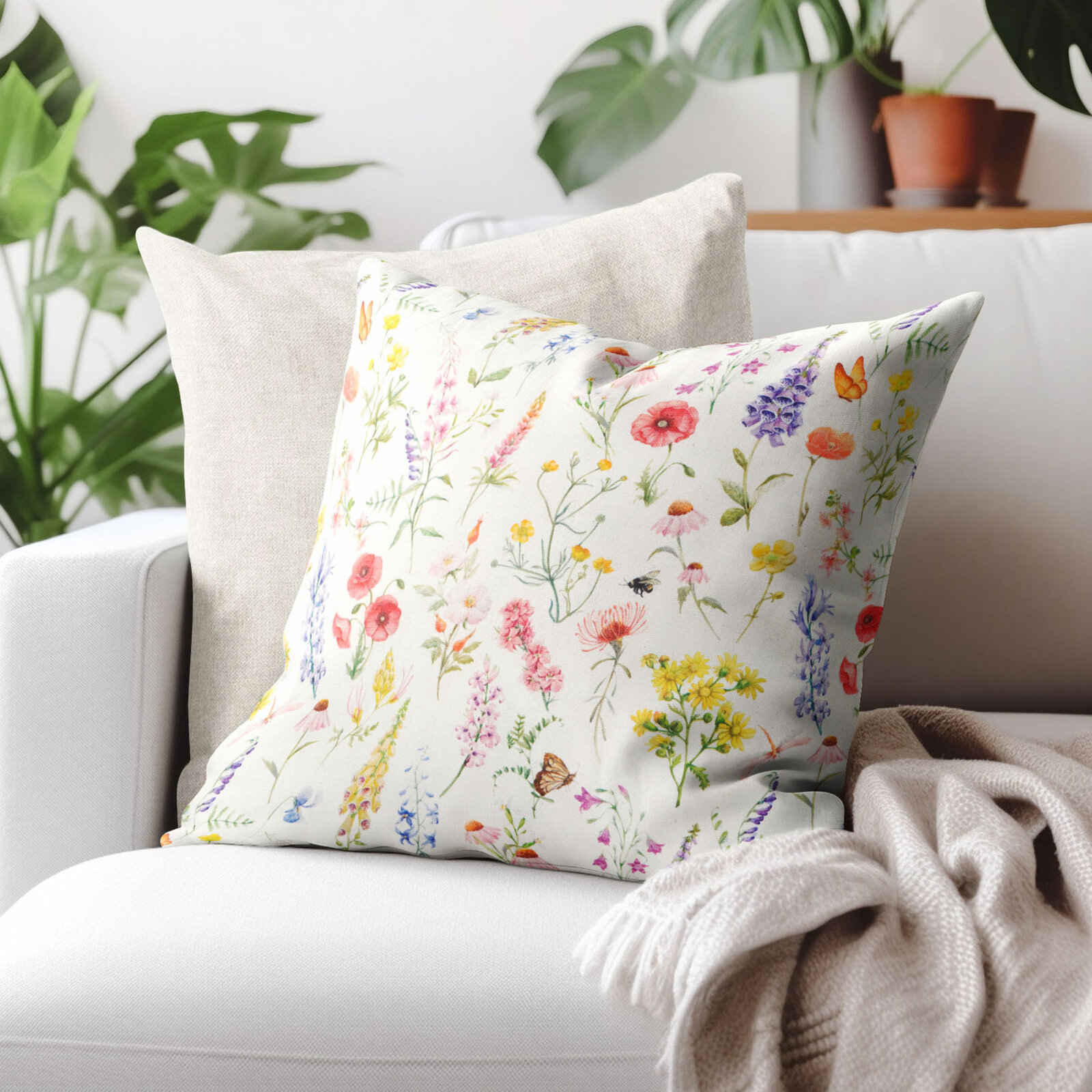 Dekorativer Kissenbezug Valencia - Blühende Wiese