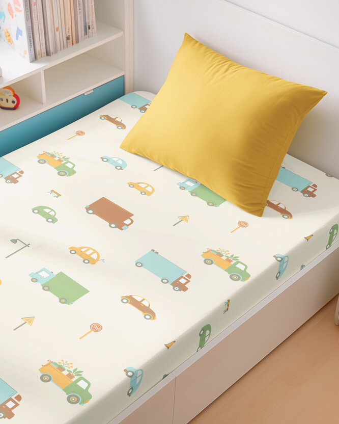 Kinder-Spannbetttuch aus Baumwolle - Welt der Autos
