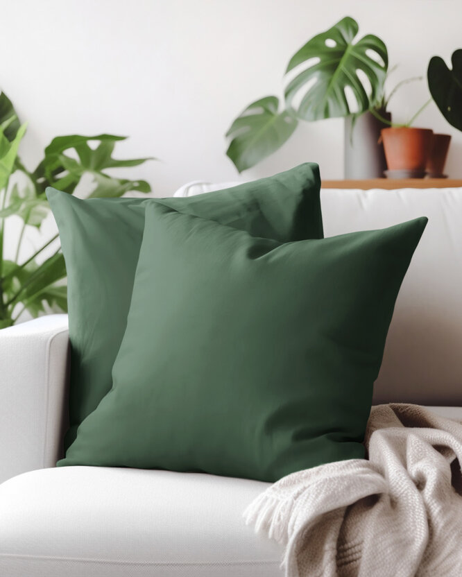 Kissenbezug aus Baumwolle - dunkelgrün