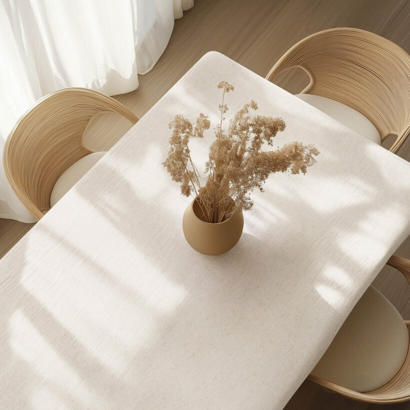 Quadratische Tischdecke aus Leinenmischung - natur