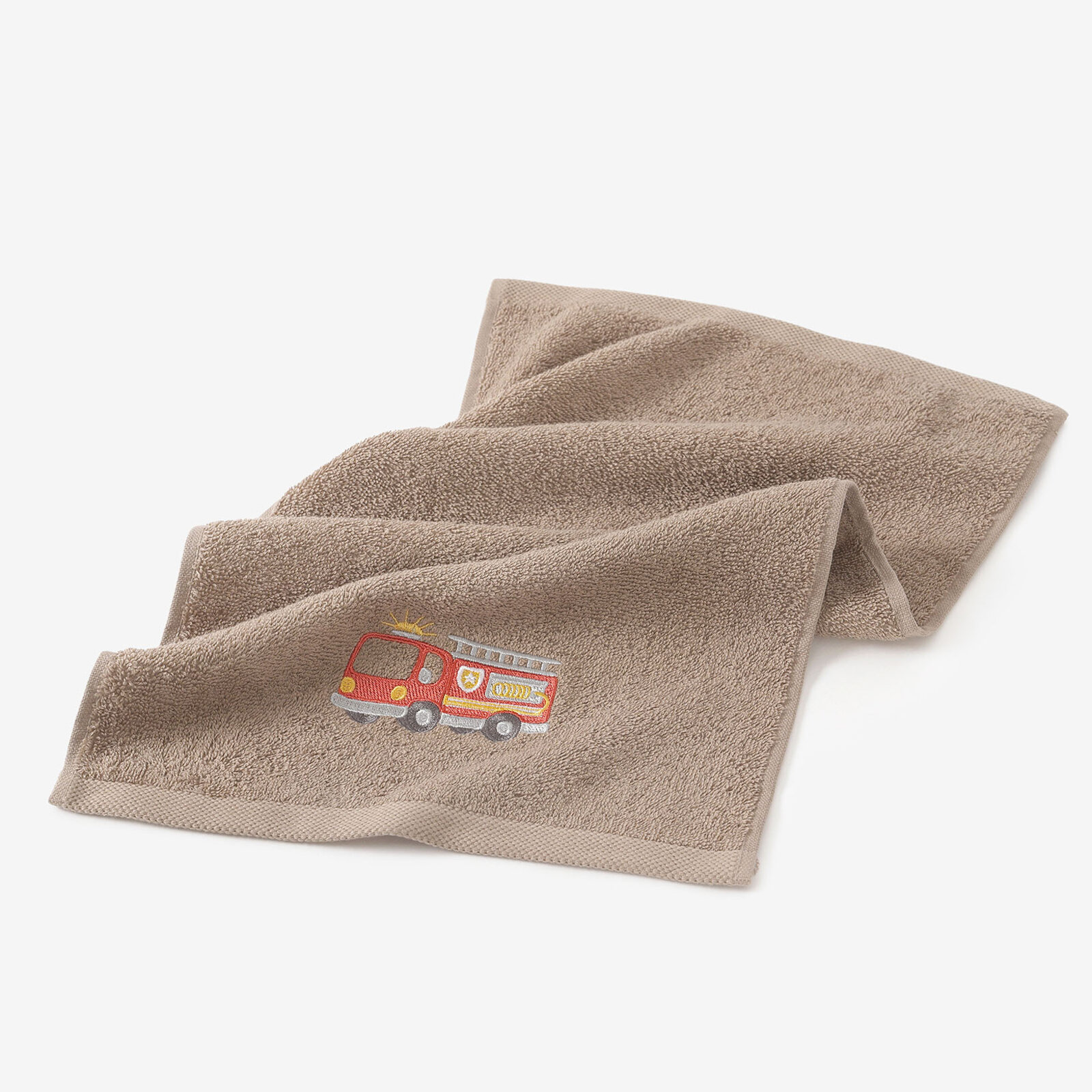 Kinder-Frottierhandtuch - Feuerwehr auf Braun
