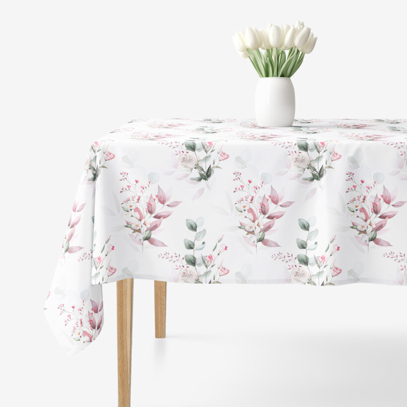 Eckige Tischdecke 100% Baumwolle Deluxe - zarte Rosen