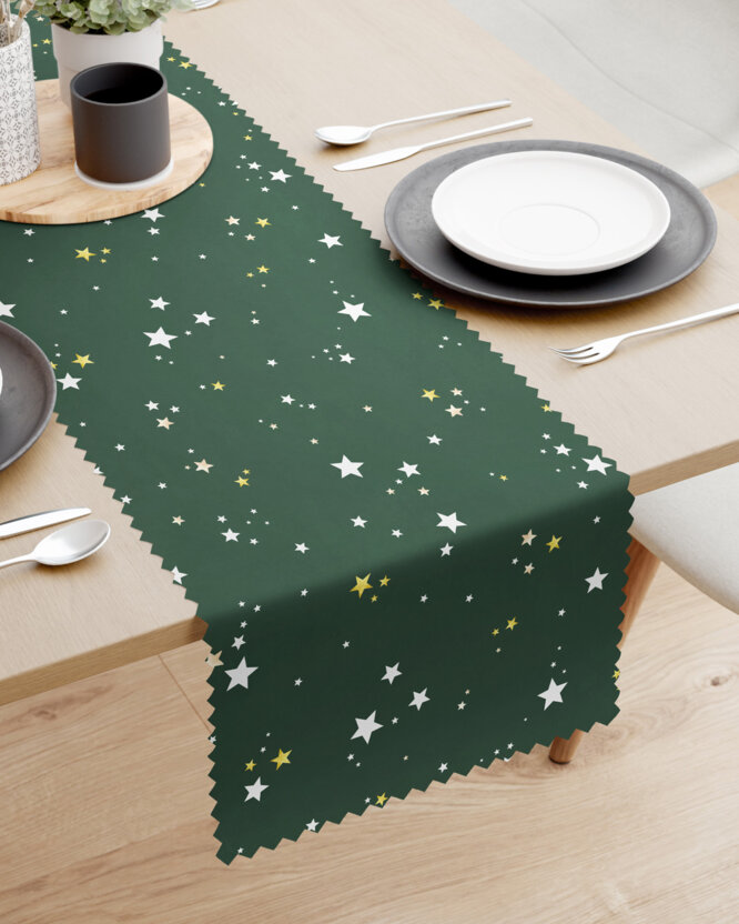 Weihnachtlicher Teflon-Tischläufer - Sterne auf Grün