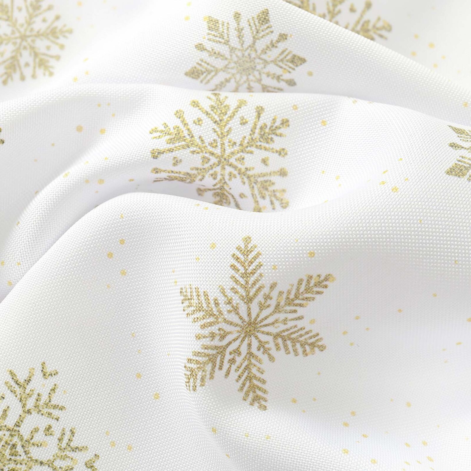 Eckige weihnachtliche Teflon-Tischdecke - Goldene Schneeflocken