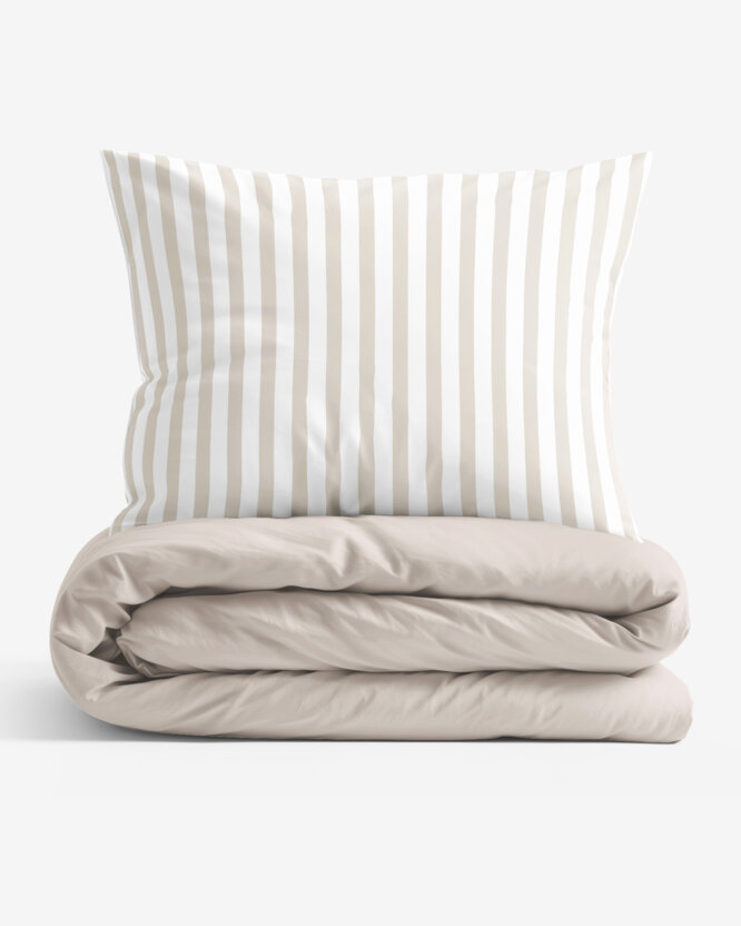 Bettwäsche aus Baumwolle Duo - latte Streifen mit latte