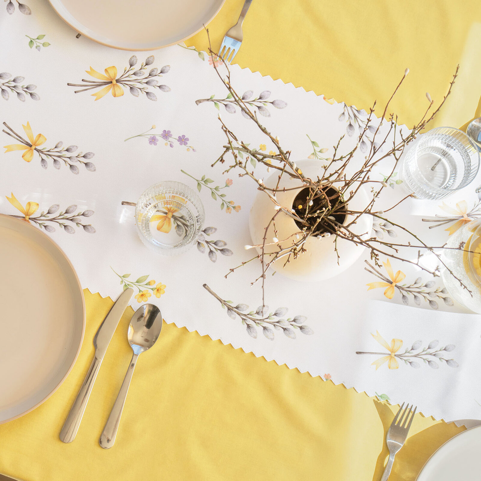 Frühlings-Teflon-Tischläufer - Weidenkätzchen