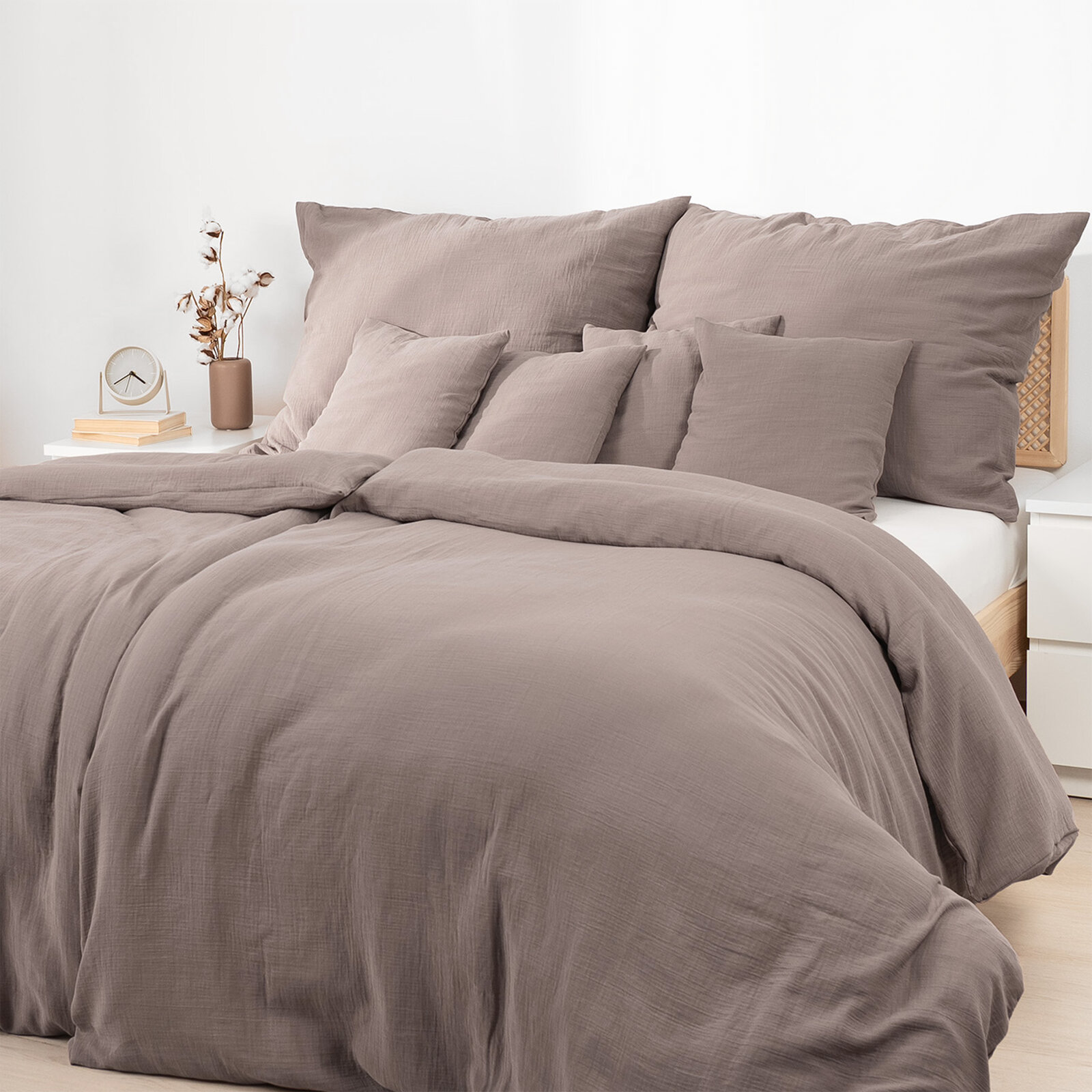 Musselin-Bettwäsche – kaffeebraun