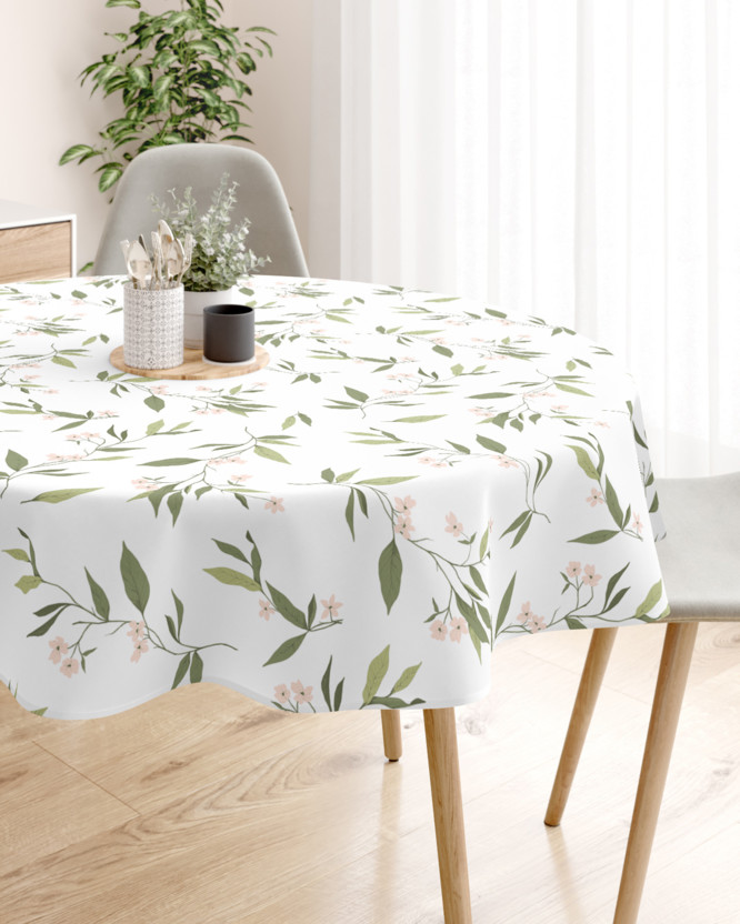 Runde Tischdecke 100% Baumwolle - Duft nach Jasmin