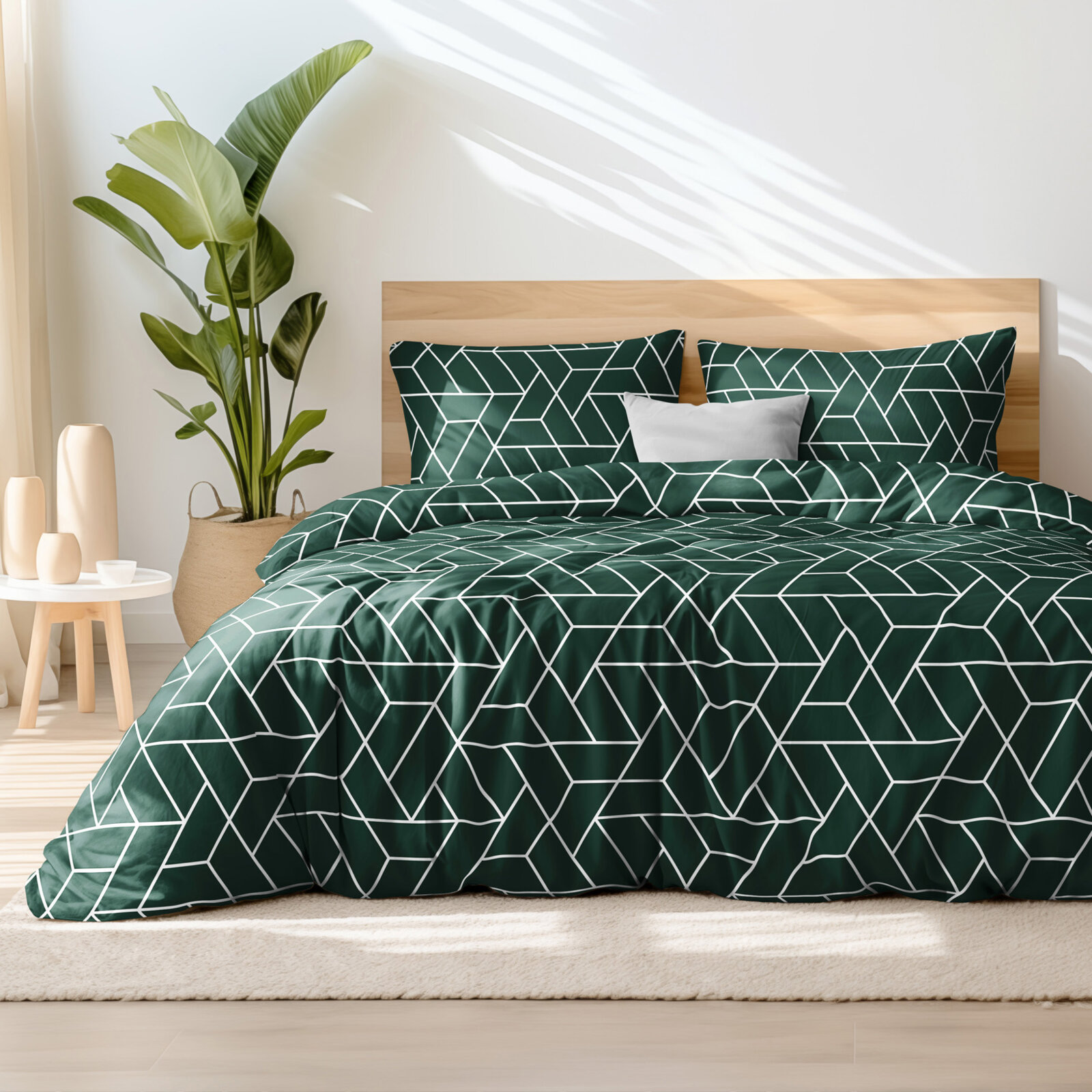 Bettwäsche aus Baumwolle - Mosaik auf Dunkelgrün