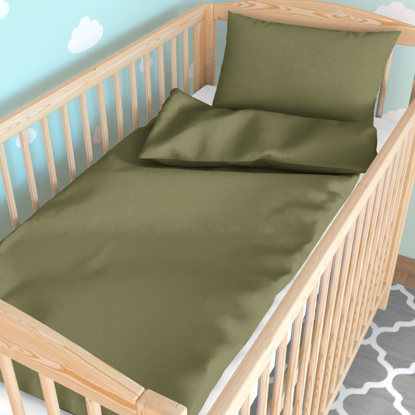 Bettwäsche für Babybetten aus Baumwolle - olivgrün