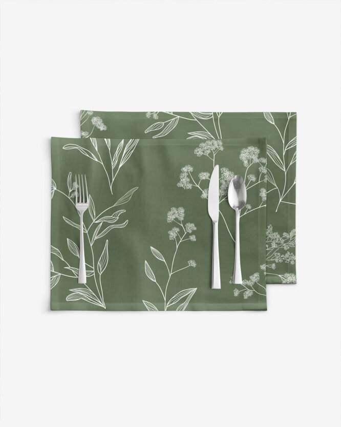 Tischset 100% Baumwolle - Kräuterblätter - 2 Stück
