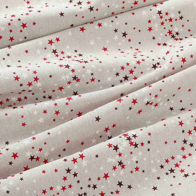 Weihnachtliche eckige Tischdecke Valencia - Sterne auf Naturfarbe