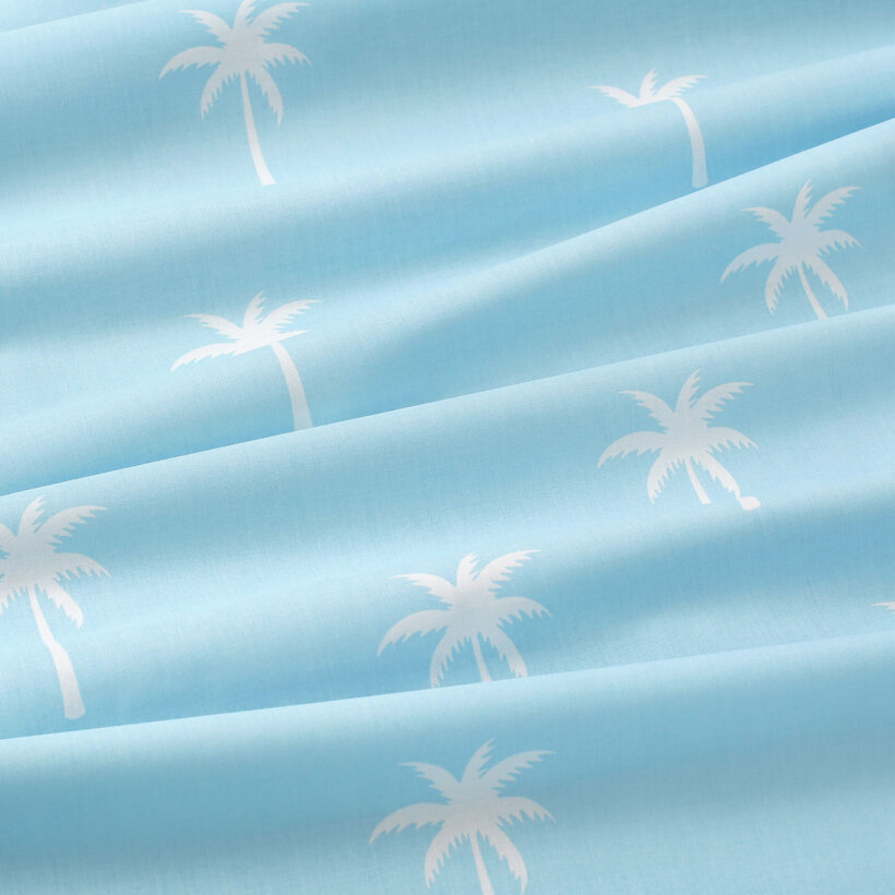 Baumwollstoff - Palmen auf Pastellblau