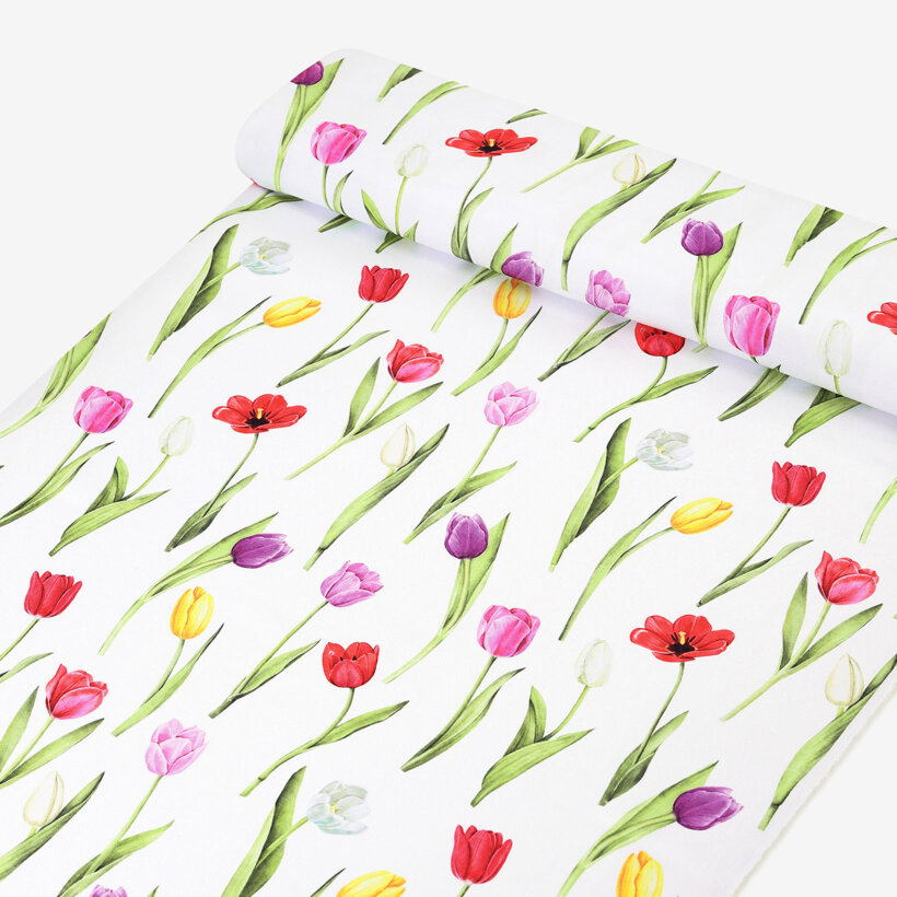 Teflonstoff für Tischdecken - Bunte Tulpen
