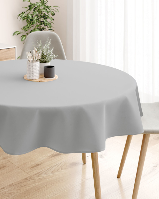 Runde Tischdecke 100% Baumwolle - grau