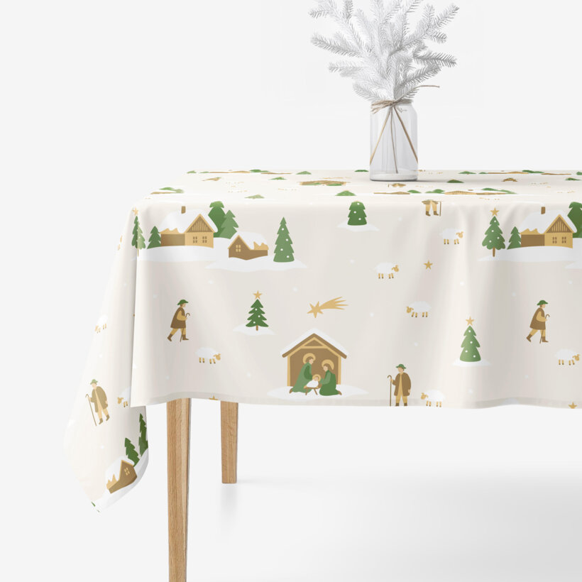 Eckige weihnachtliche Tischdecke 100% Baumwolle - Weihnachtslieder