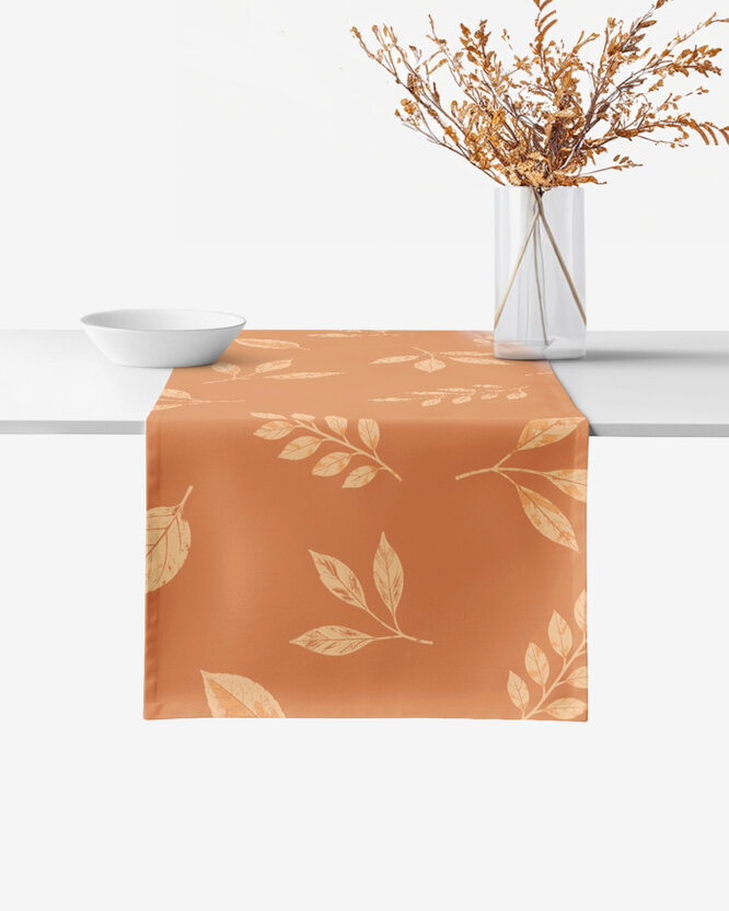 Tischläufer aus 100% Baumwolle - Orange Herbstblätter