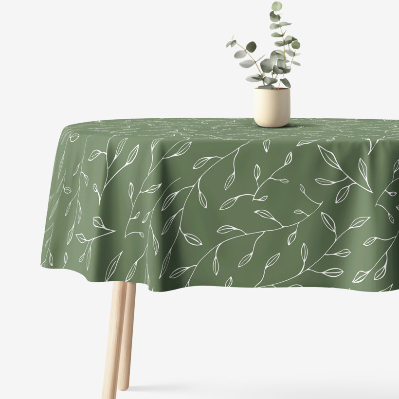Ovale Tischdecke 100% Baumwolle - Teeblätter