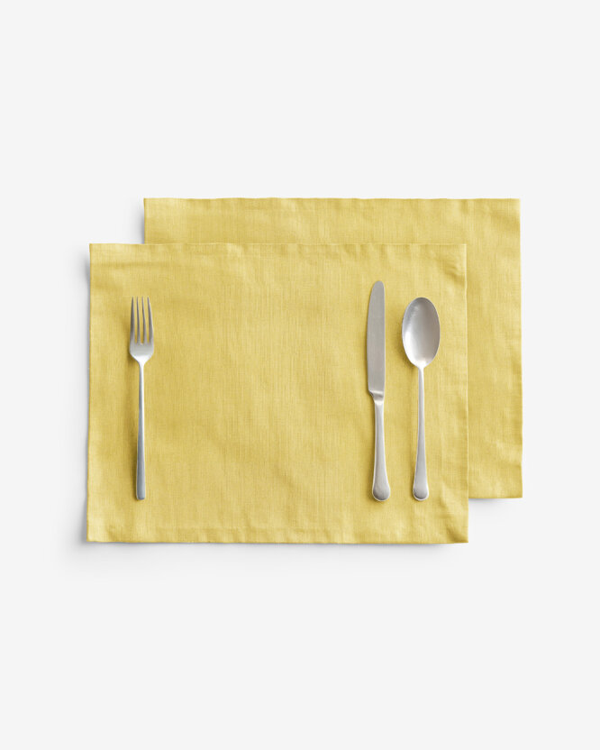 Tischset aus Leinenmischung - gelb - 2 Stück Set