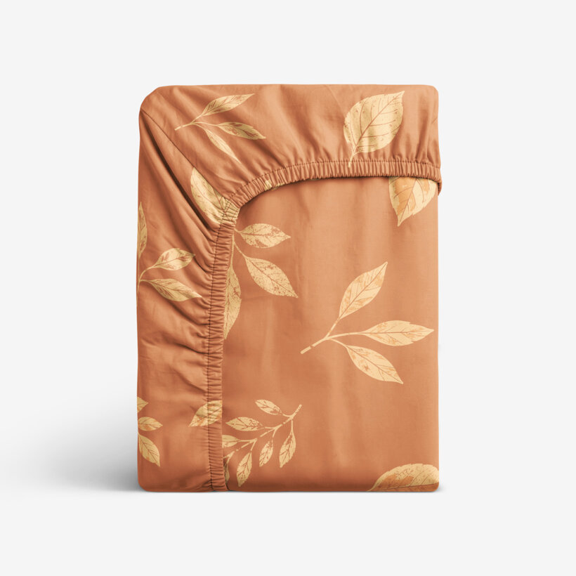 Spannbettlaken aus Baumwolle - Orange Herbstblätter