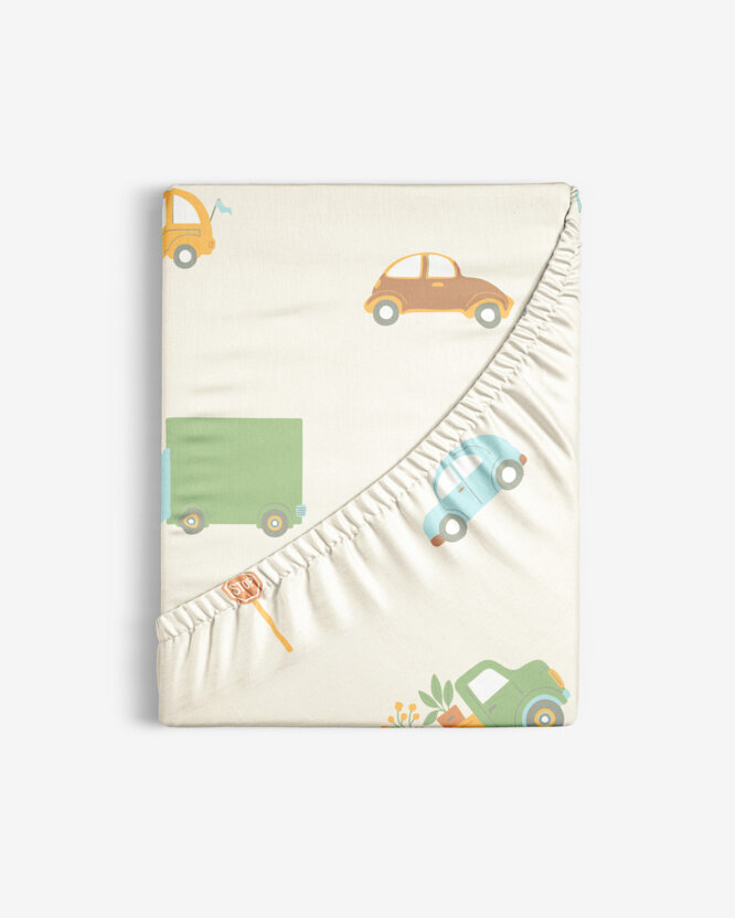 Kinder-Spannbetttuch aus Baumwolle - Welt der Autos