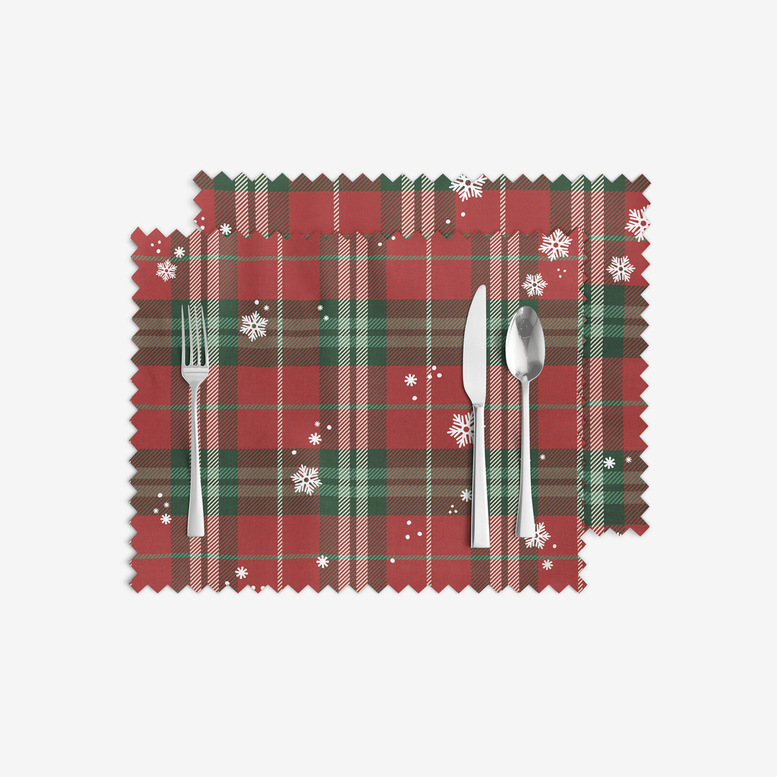 Teflon-Tischset - Rotkariert mit Schneeflocken - 2 Stück