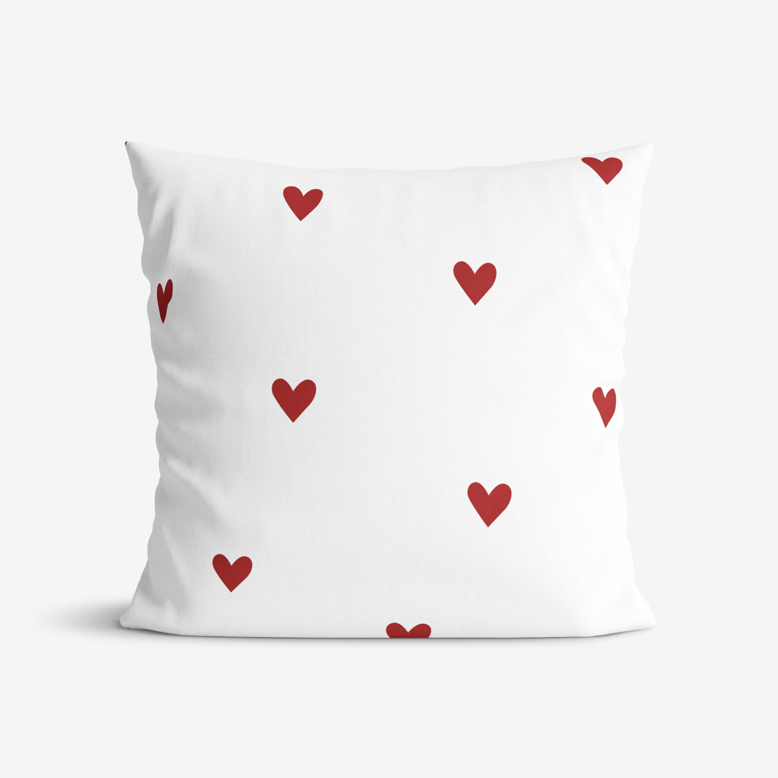 Kissenbezug aus Baumwolle - Rote Herzchen auf Weiß