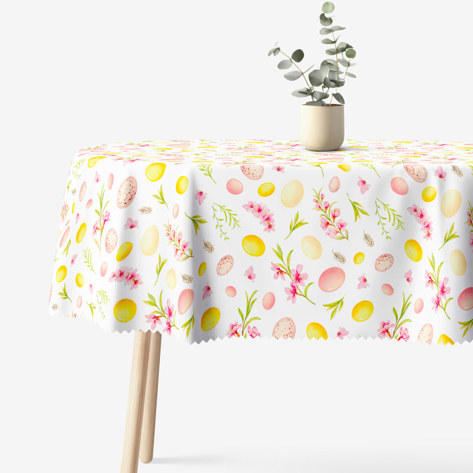 Ostern Tischdecke Teflon Oval - Ostereier mit Blumen