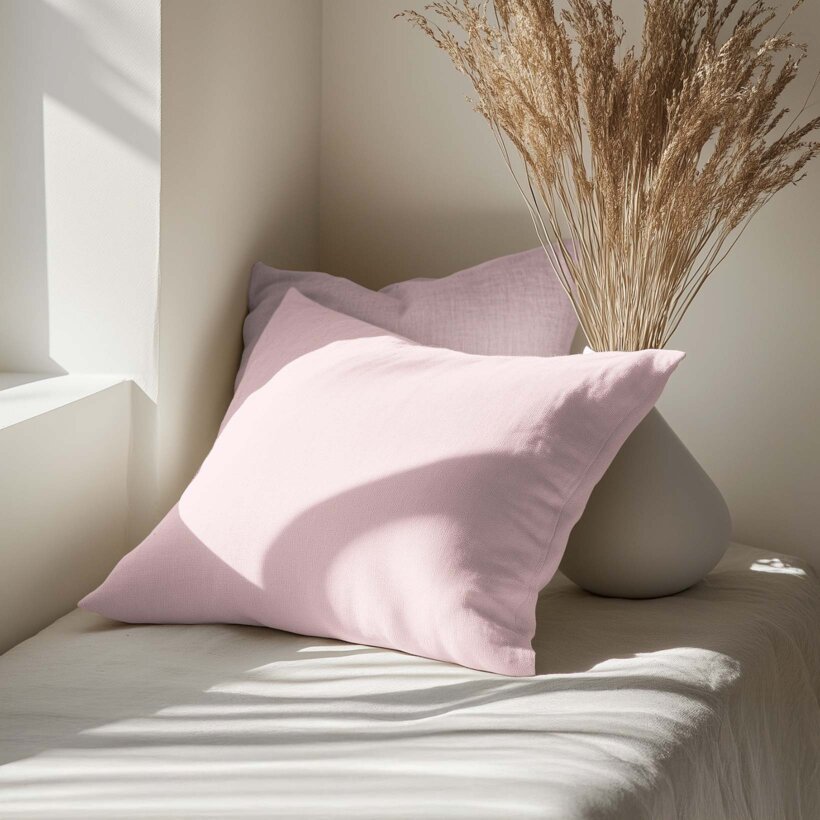 Kissenbezug aus Leinenmischung - puderrosa