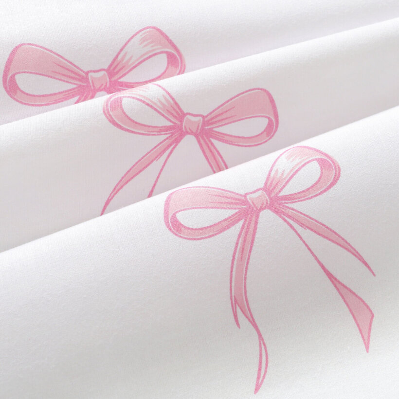 Bettwäsche aus Baumwolle - rosa Schleifen mit Streifen