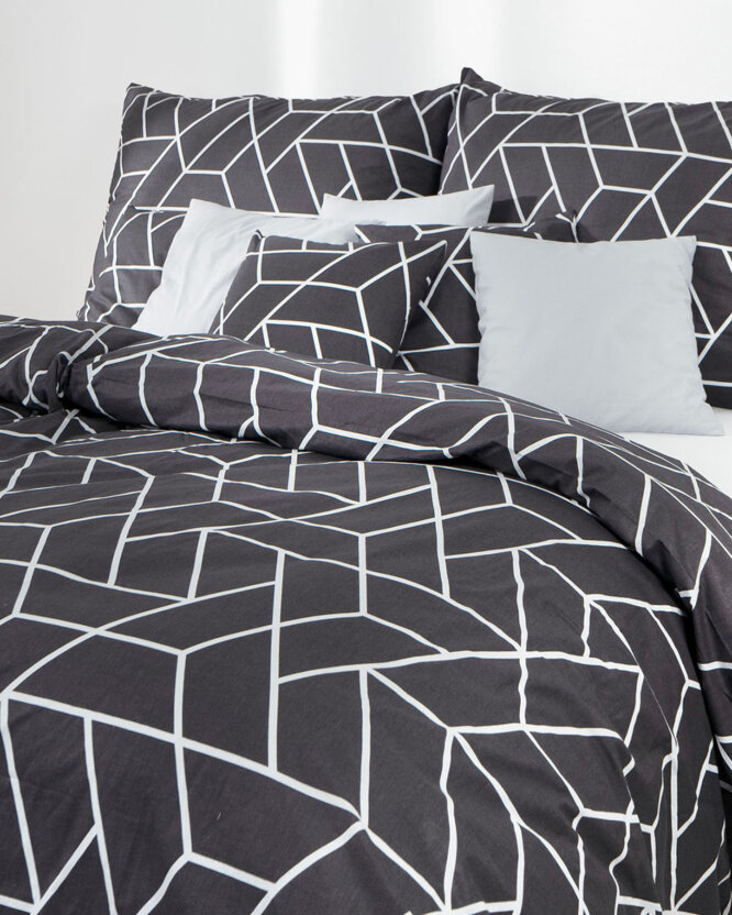 Bettwäsche aus Baumwolle - Mosaik auf Dunkelgrau