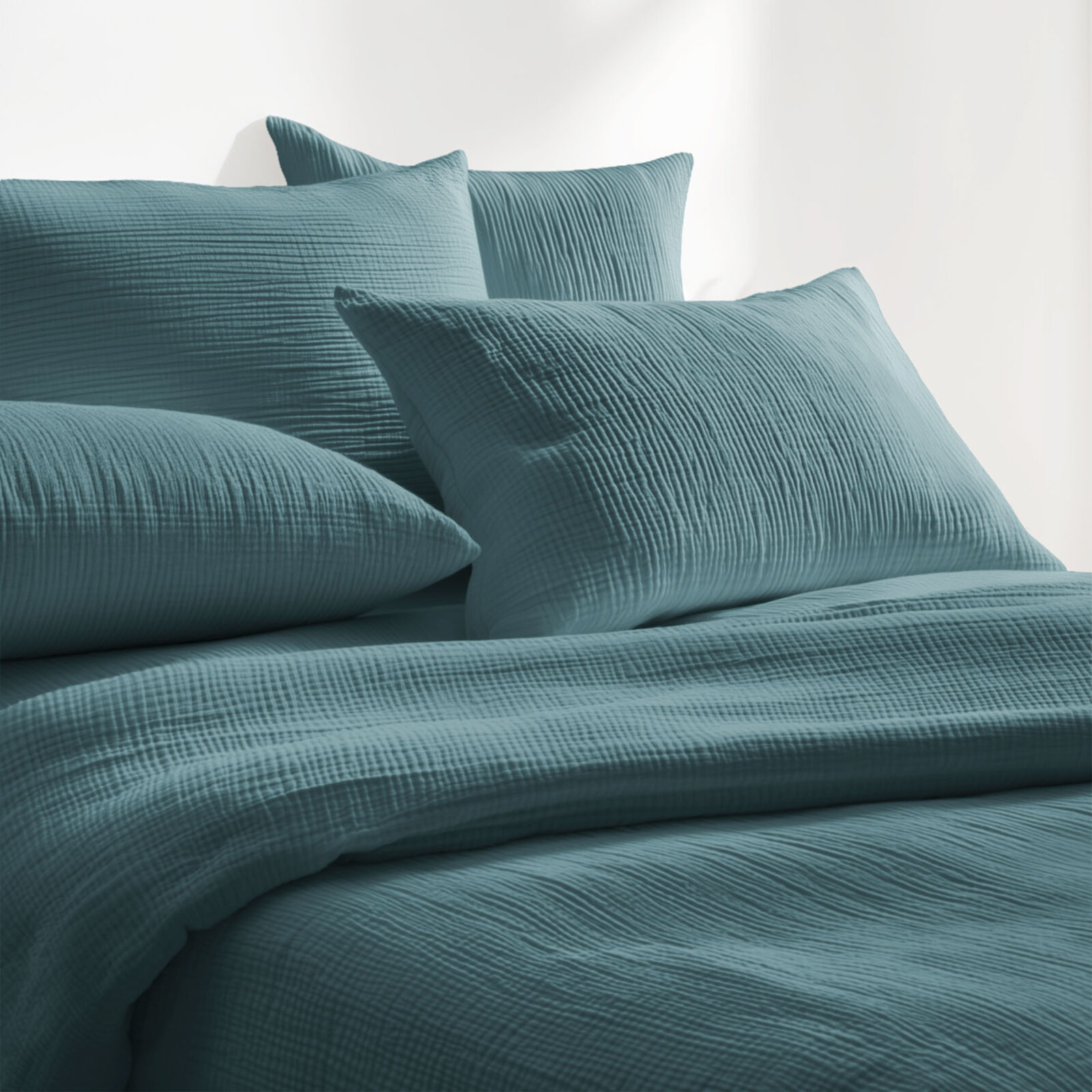 Musselin-Bettwäsche – petrol