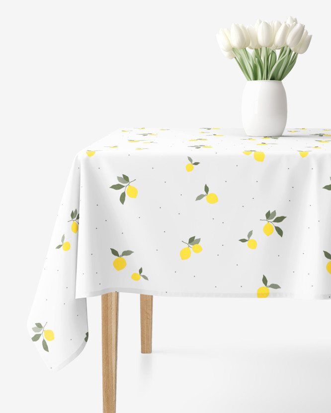 Eckige  Tischdecke 100% Baumwolle - Zitronen