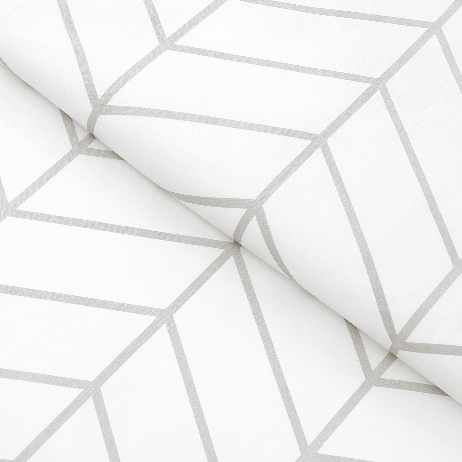 Baumwollstoff - Grauer Zickzack auf Weiß