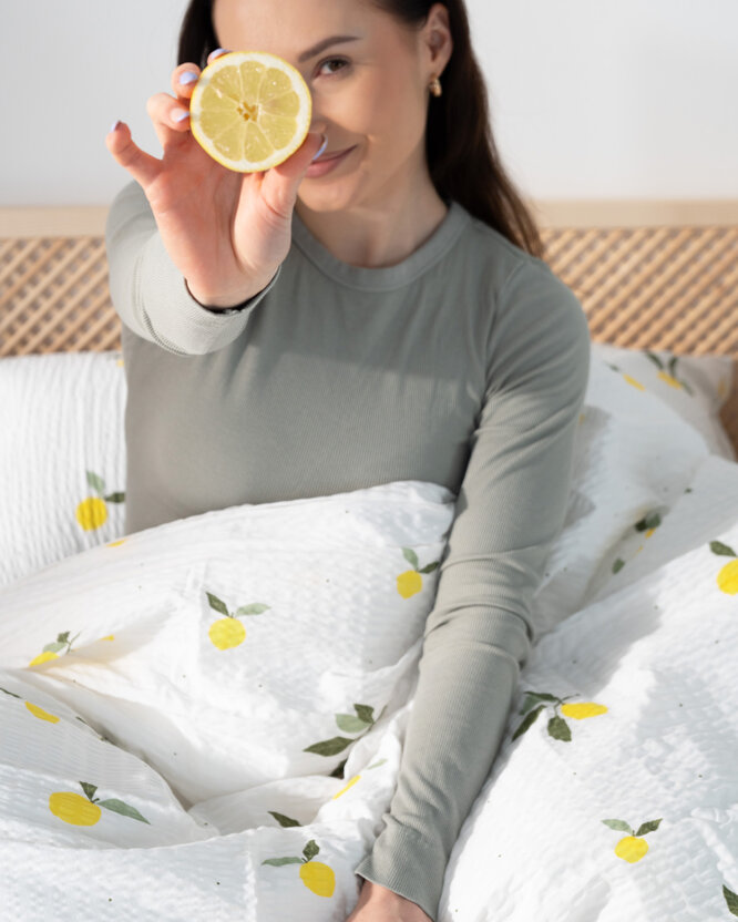 Seersucker Bettwäsche - Zitrone