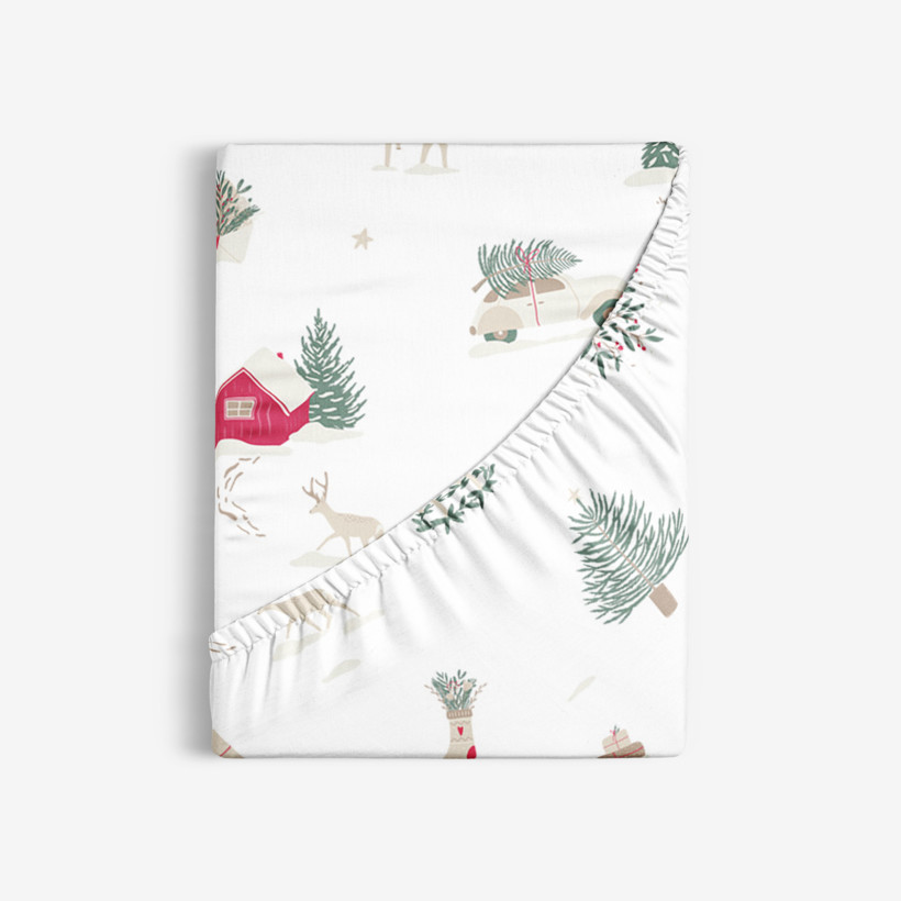 Weihnachtliches Spannbettlaken aus Baumwolle - Traditionelle Weihnachten
