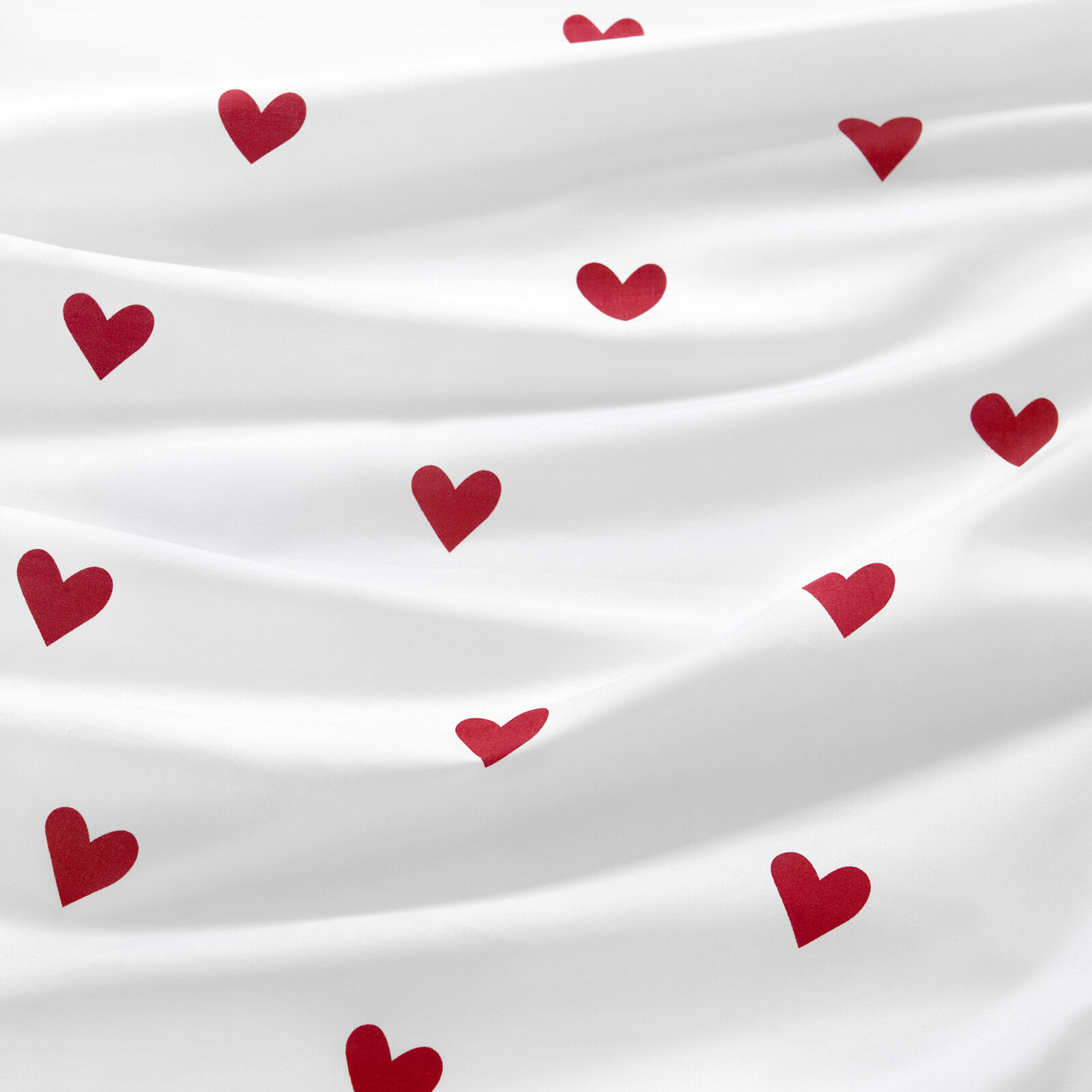Spannbetttuch aus Baumwolle für Babybetten - Rote Herzchen auf Weiß