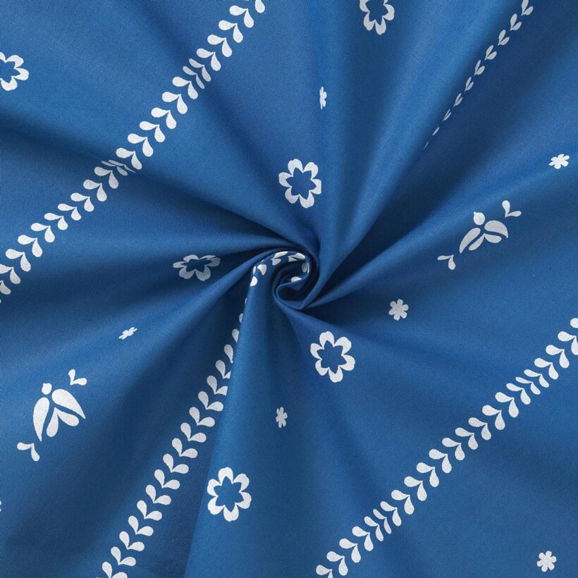 Baumwollstoff - Blaue Folklore