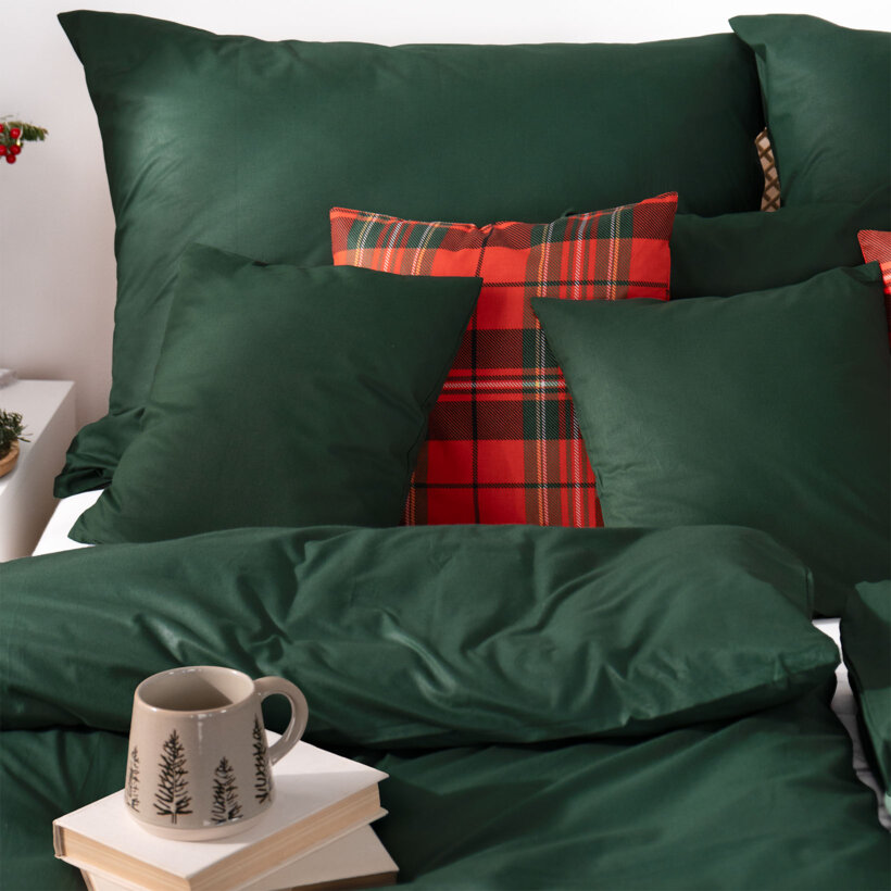 Weihnachtlich Bettwäsche aus Baumwolle - dunkelgrün