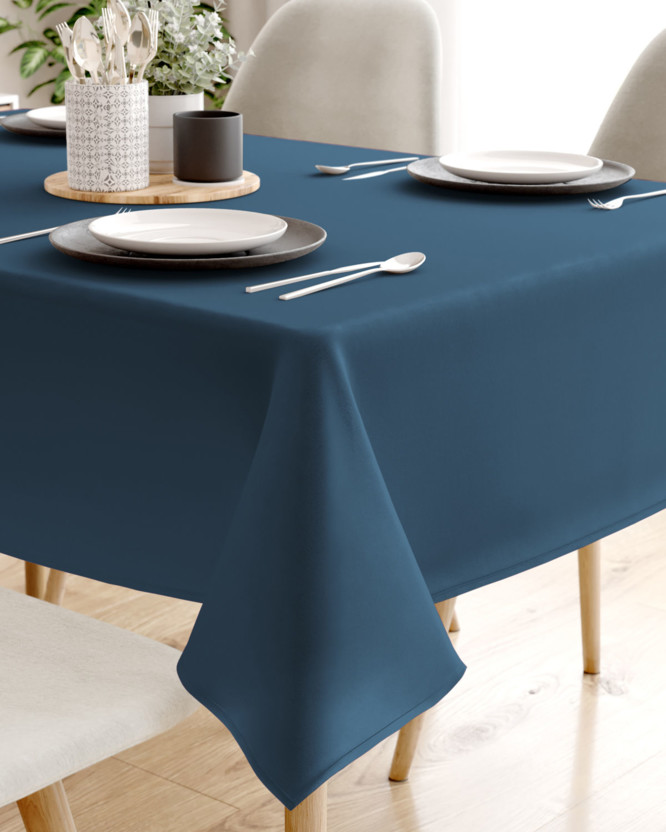 Eckige Tischdecke 100% Baumwolle - marineblau