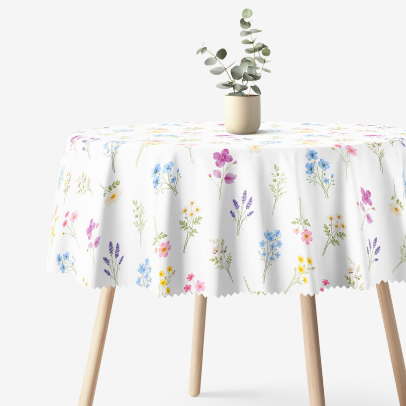 Runde Tischdecke Teflon - Blumengarten