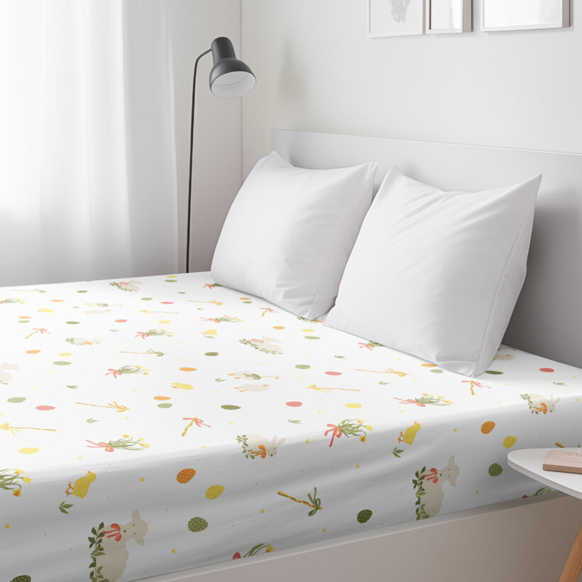 Spannbettlaken aus Baumwolle - Ostern