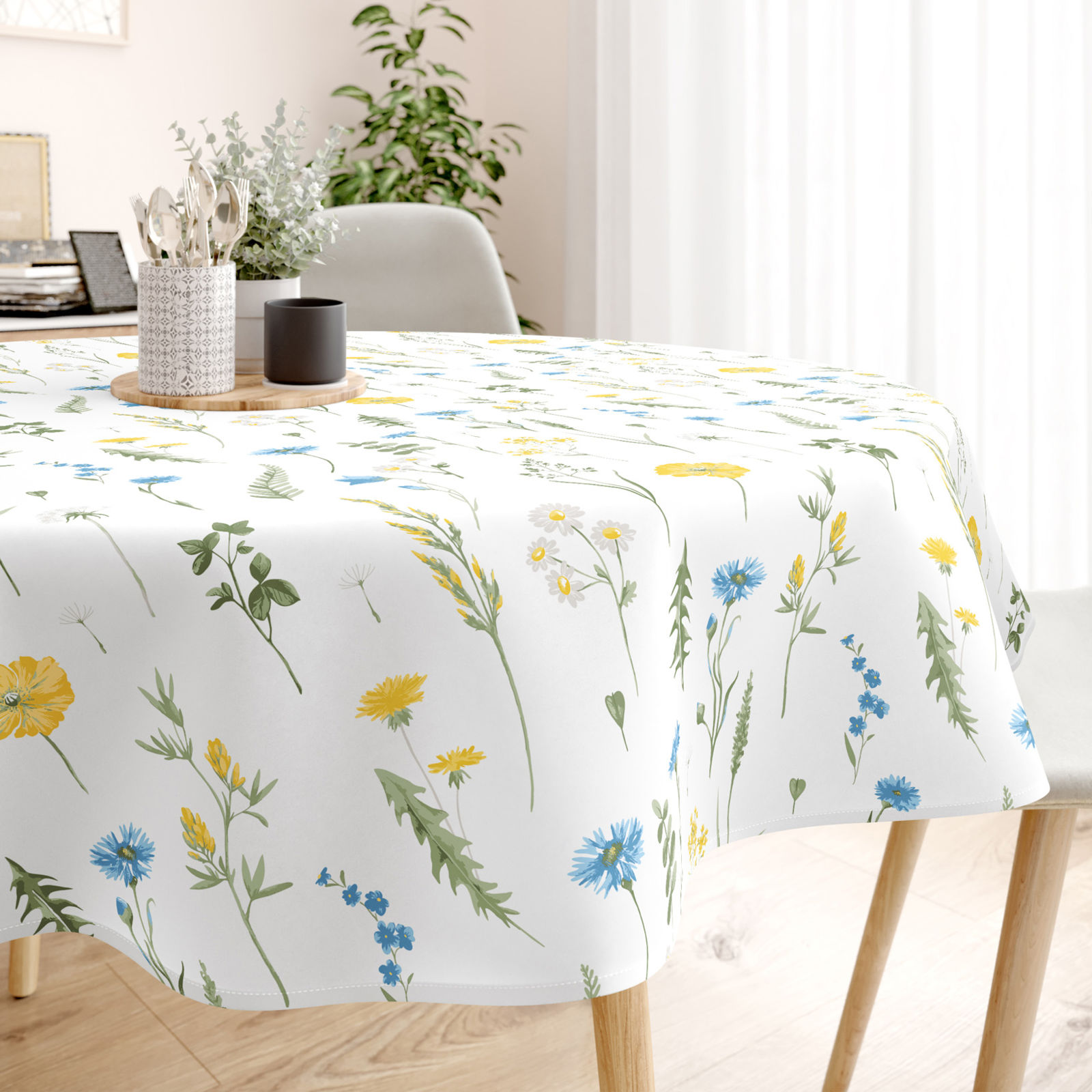 Runde Tischdecke 100% Baumwolle - Sommerwiese