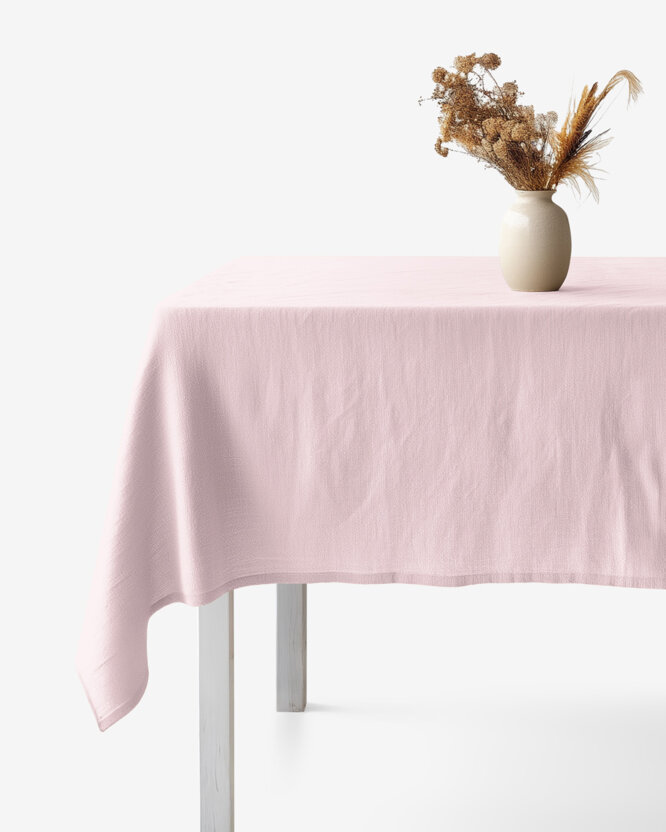 Quadratische Tischdecke aus Leinenmischung - puderrosa
