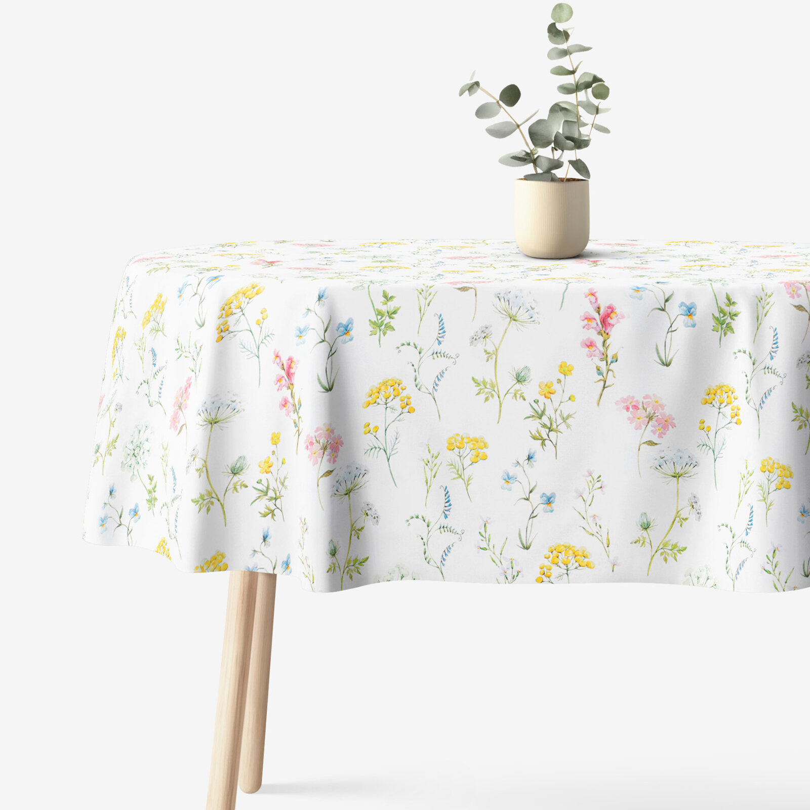 Ovale Tischdecke aus 100% Baumwolle Deluxe - blühender Frühling