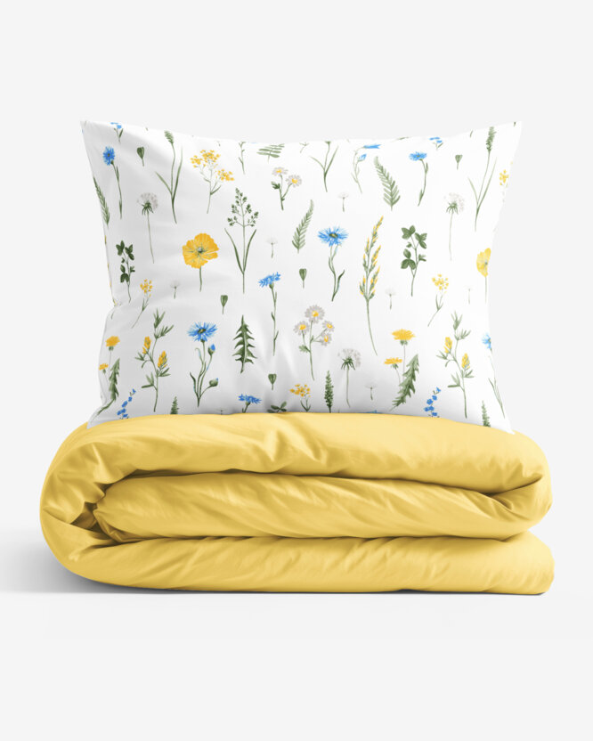 Bettwäsche aus Baumwolle Duo - Sommerwiese mit gelb
